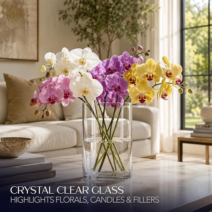 Royal Imports Glass Cylinder Flower Vase 8" Tall, Floating & Votive Candle - Image 3