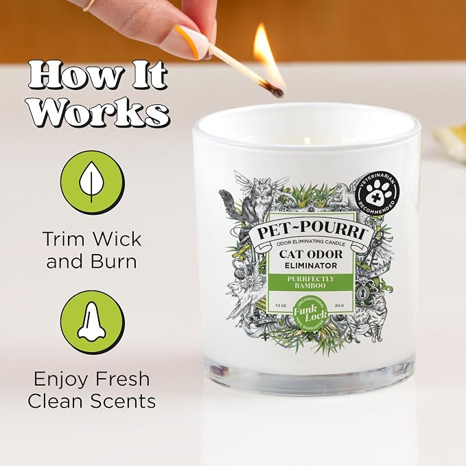 Pet-Pourri Purrfectly Bamboo Cat Deodorizer Candle – Cat Safe Plant Based - Image 6
