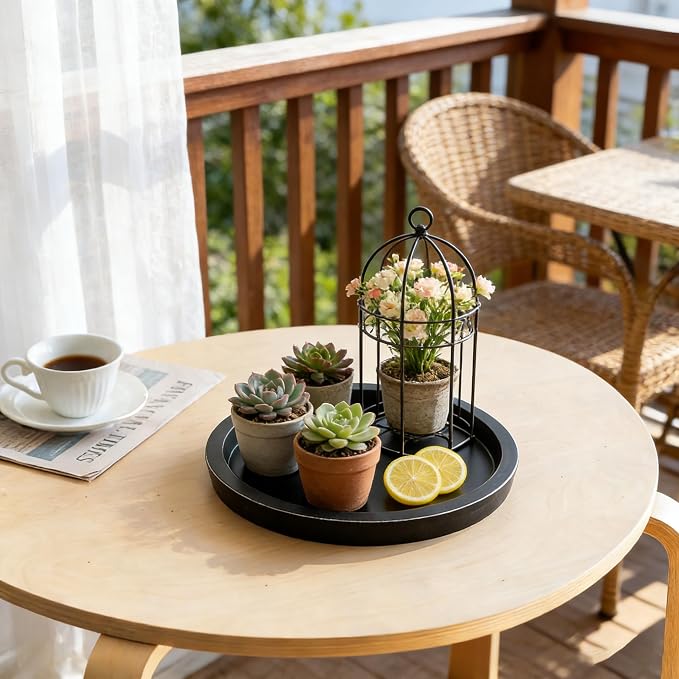 11 Inches Round Wooden Tray Decor, Round Wood Tray - Image 6