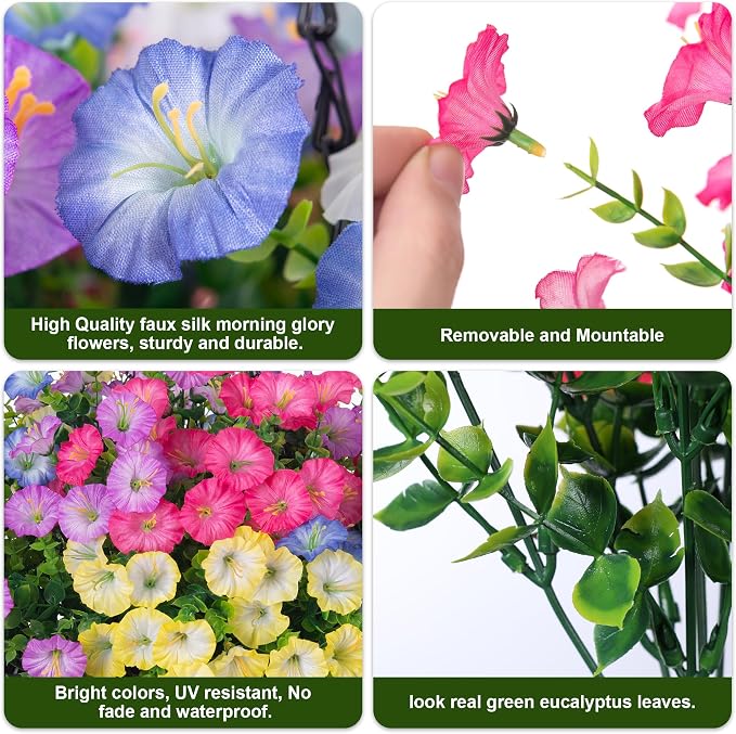 Artificial Flowers for Outdoors Fake Plants Outside Decoration, 12 Bundles Silk - Image 6