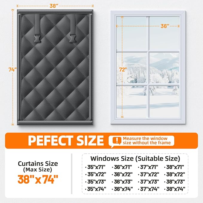 Window Insulation Kit for Winter 38"x74" Cold Weather Thermal Curtain - Image 5