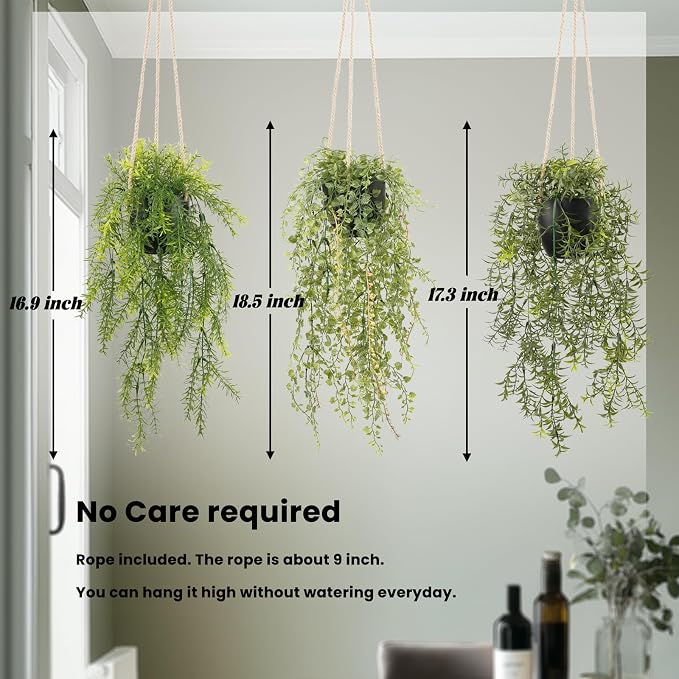 3 Packs 18.5" Fake Hanging Plants - Image 3