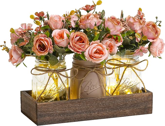 3 Pcs Mason Jar Centerpiece Table Decorations by Unknown