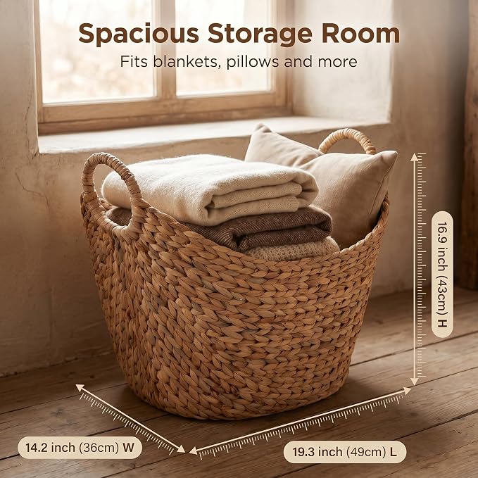 Extra Large Water Hyacinth Woven Storage Basket – Boat-Shaped - Image 4