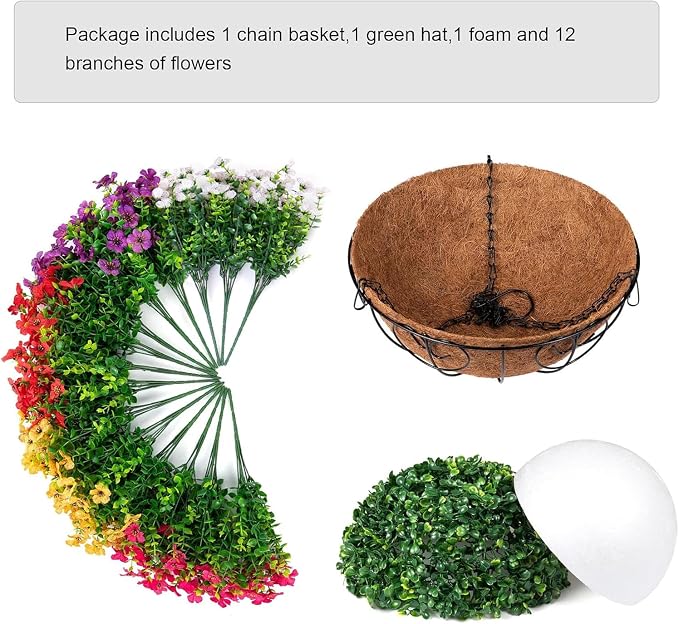Artificial Faux Hanging Plants Flowers Basket - Image 3