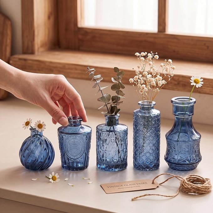 Clear Glass Bud Vase Set of 14 Pcs, Small Bud Vases in Bulk, Glass Crystal - Image 3