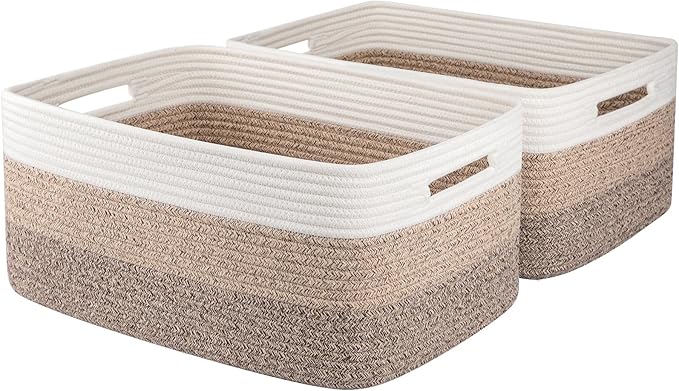 OIASKET Large Storage Basket for Organizing, Woven Rope Basket for Shelves by OIASKET