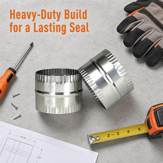4" Duct Connector Aluminum Bead and Crimp Design, HVAC Duct Fitting | 3 Inch - Image 6