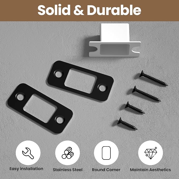 Deadbolt Strike Plate Door Backplate 1" x 2 1/4" Matte Black Round Corner | - Image 4
