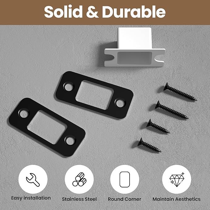 Deadbolt Strike Plate Door Backplate 1" x 2 1/4" Matte Black Round Corner | - Image 5