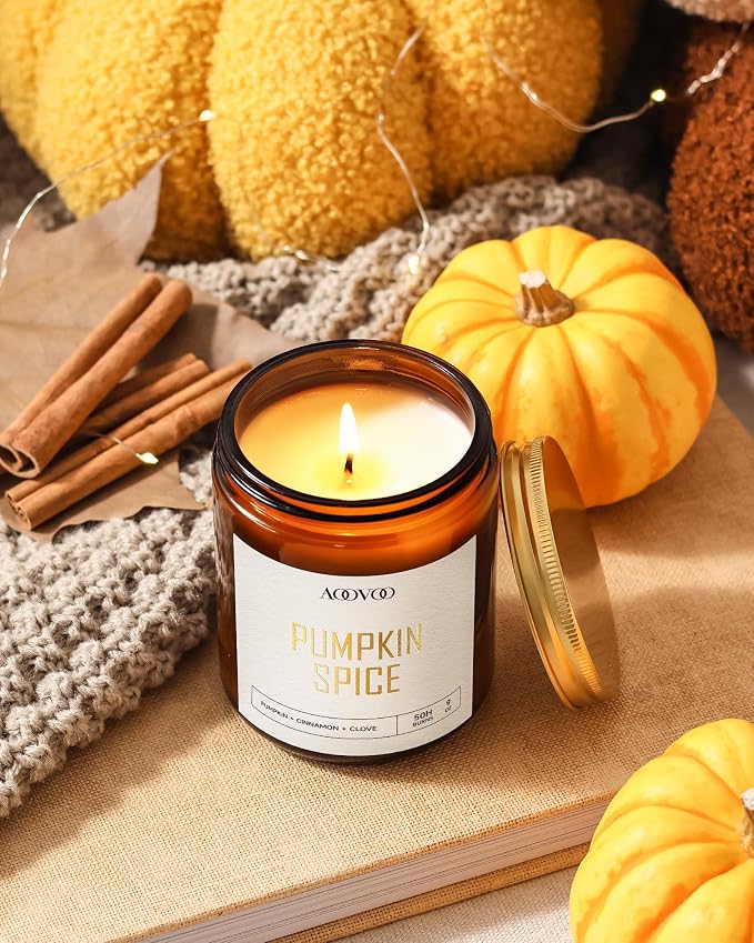 AOOVOO Pumpkin Spice Candles - 9 oz Scented Candles - Image 2