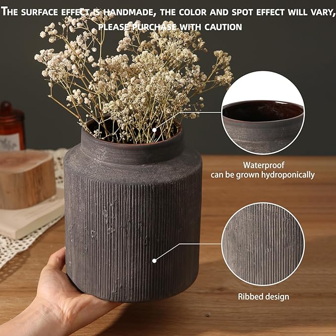 Rustic Vases for Home Decor. Ceramic Vase for Dining Table Decor. Terracotta - Image 3