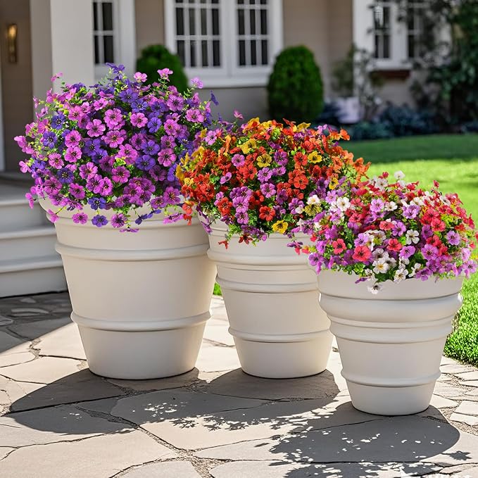 INQCMY Artificial Flowers for Outdoor Faux Plants Fake Flowers Spring Decor | - Image 5