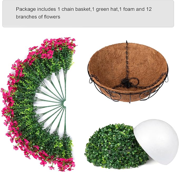 Artificial Fake Hanging Plants Flowers Basket - Image 3