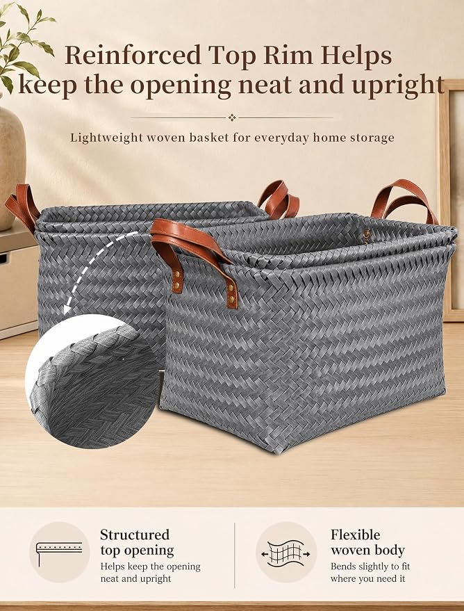 Wicker Storage Baskets, 4 Pack Woven Baskets - Image 5