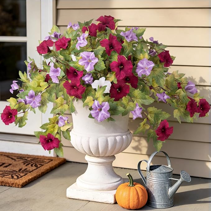 Ammyoo Artificial Fall Flowers Fake Petunias Plants by Ammyoo
