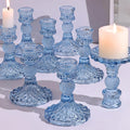 12Pcs 4" H Aqua Blue Candlestick Holders Set- Taper Candle Holders Bulk by DARJEN