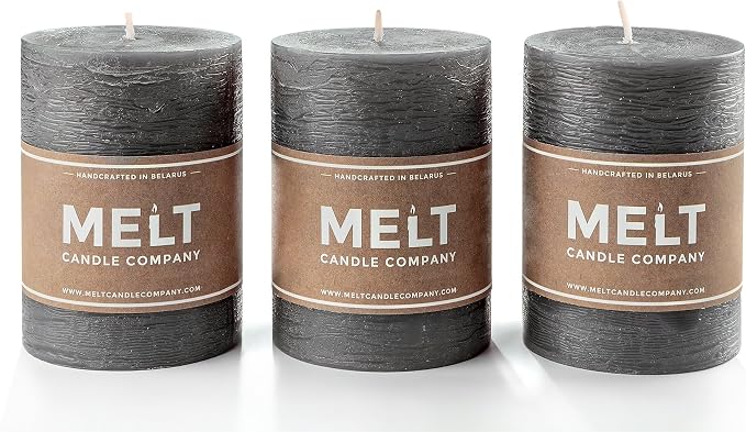 Set of 3 Pillar Candles 3" x 4" Unscented Handpoured Weddings, Home Decoration - Image 3