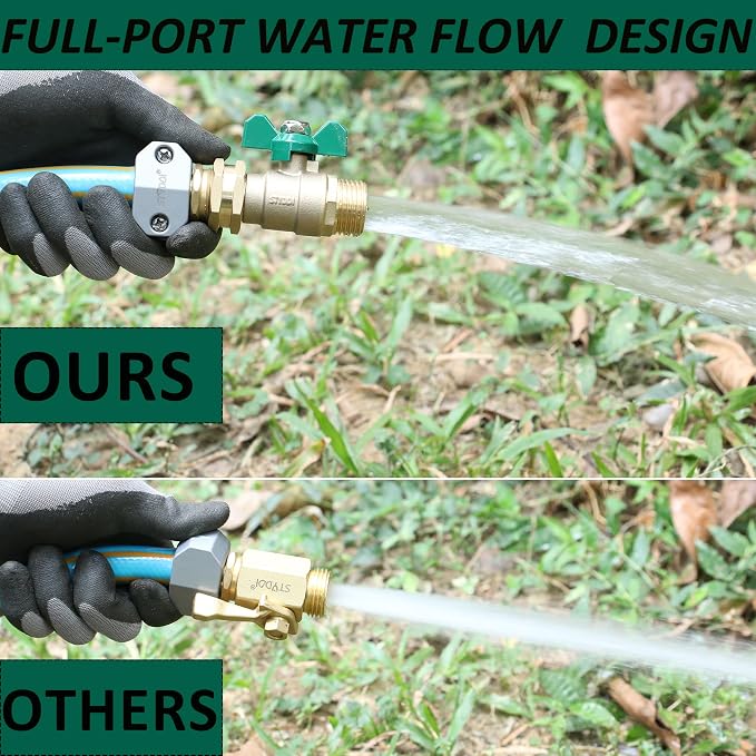 Full Flow Brass Garden Hose Shut Off Valve, Heavy Duty 1-Way No Restricted-Flow - Image 4