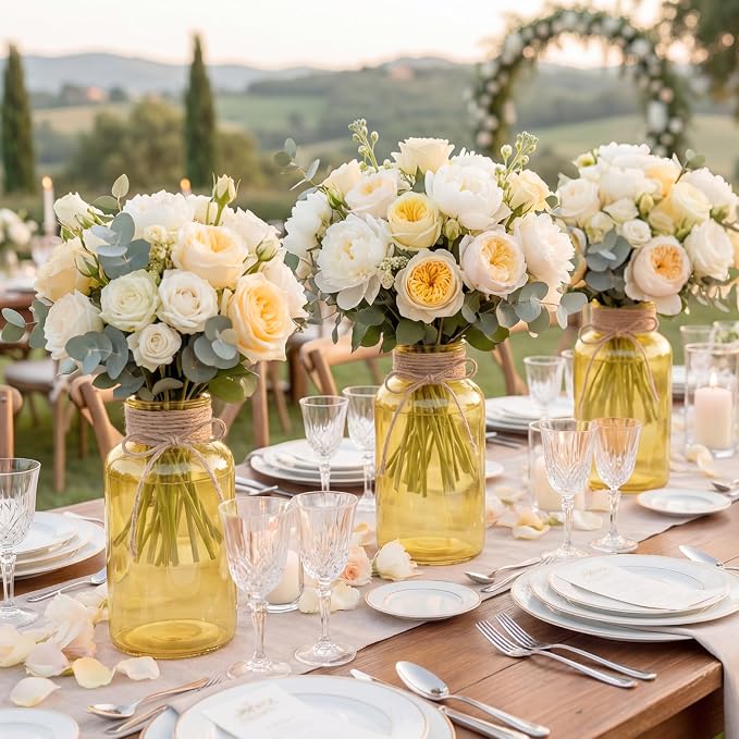 12 Pack Mason Jar Vases for Centerpieces, Wide Mouth Mason Jars - Image 6