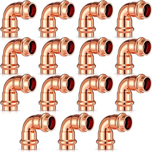 Therwen 15 Pcs 1/2 Inch Copper Pipe Press Fittings, 90 Degree Elbow Coupling by Therwen