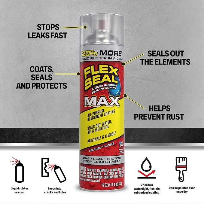 Flex Seal MAX, 17 oz, Stop Leaks Instantly, Waterproof Rubber Spray On Sealant - Image 2