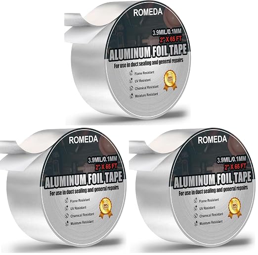 Romeda Aluminum Foil Tape, 2 inch x 65 Feet Foil Tape, High Temperature Heavy by Romeda