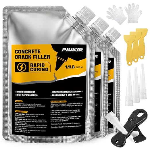 Concrete Crack Filler 3-Pack Oil-Based Self-Leveling Concrete Sealant Gray | by PiuKir