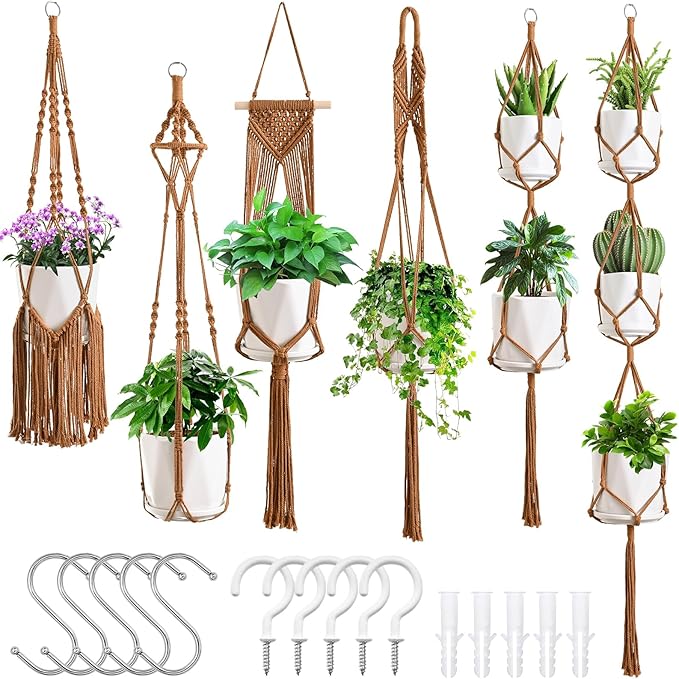 SFENNGPET Macrame Plant Hangers, handmade macromay plant hangers, indoor flower by SFENNGPET