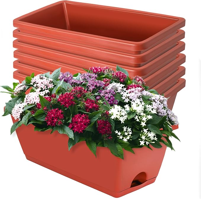 LOCONHA 7 Pack Window Box Planter, Plastic Vegetable Flower Planters Boxes | 17 by LOCONHA