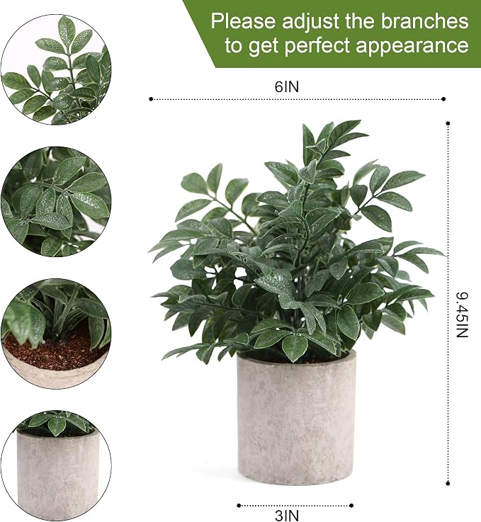 Coferset 2 Pack Small Fake Plants Herb Potted - Image 7