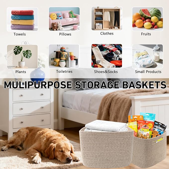 3 Pack Woven Baskets, Storage Baskets - Image 5