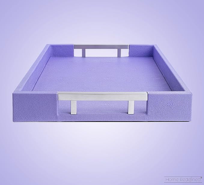 Modern Elegant 17.5"x12" Rectangle Purple Lavender Shagreen Faux Leather - Image 4