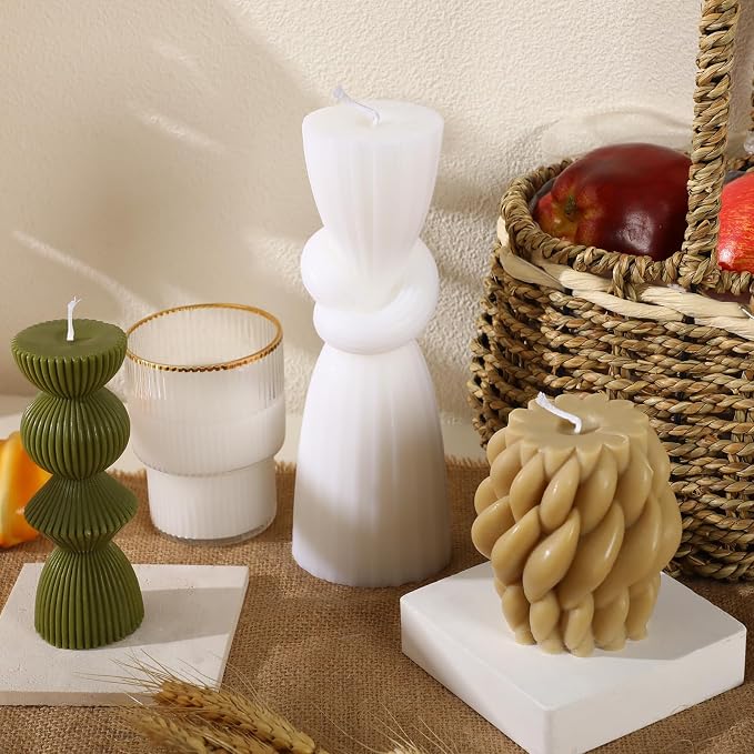 Conelist 9pcs Rustic Farmhouse Pillar Candles Set 3.1"-7.7" Handmade Neutral - Image 4