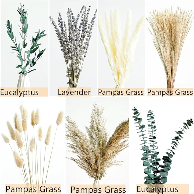 Green Pampas Grass Boho Bouquet – Exquisite Lavender and Eucalyptus Dried - Image 3