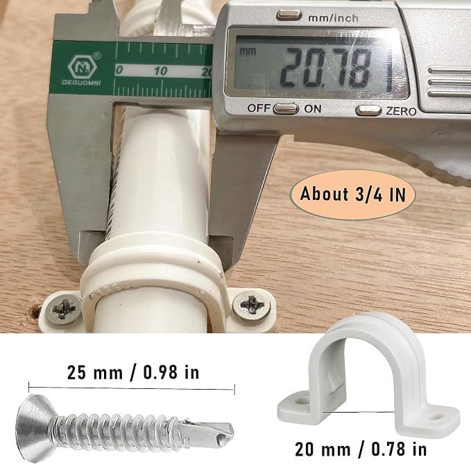 30 Set PVC Pipe Strap Clamps, SCH 1/2 in | Two Hole Plastic Pipe Clips - Image 3
