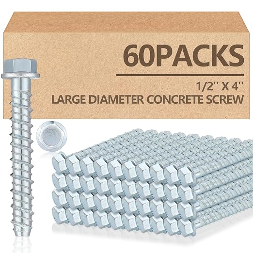 Tandefio 60 Pack 1/2 x 4 Concrete Anchors and Screw Kits Galvanized | Large by Tandefio