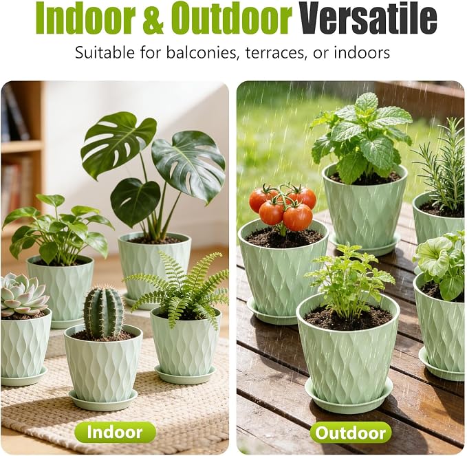 8 Inch Plastic Plant Pots, Planters - Image 3