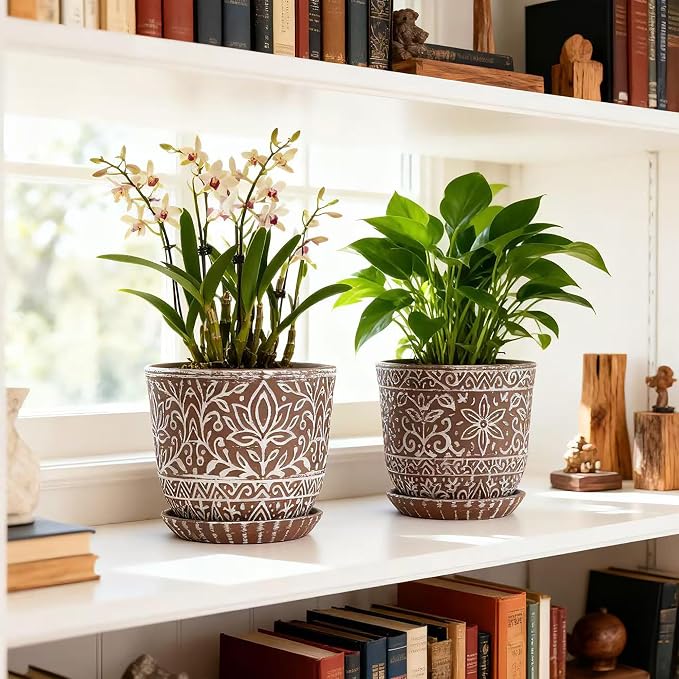 Gepege Ceramic Plant Pots, 6 Inch Indoor Planters - Image 5