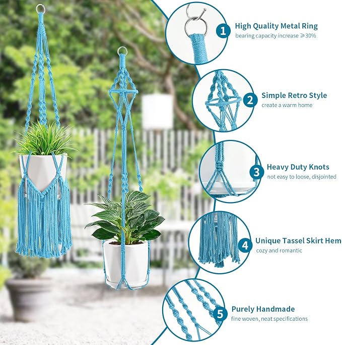 SFENNGPET Macrame Plant Hangers, handmade macromay plant hangers, indoor flower - Image 2