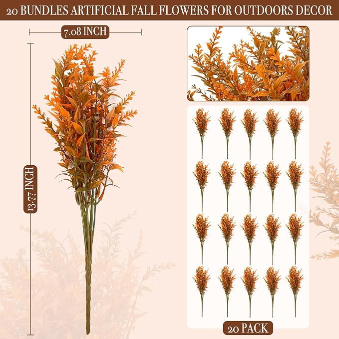 TURNMEON 20 Bundles Artificial Fall Flowers - Image 2
