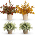 4 Pack Small Fake Plants in Pulp Pot, 9.5" Tall by Decorateyouridealhomewithease