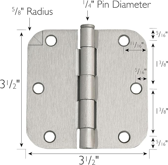 Design House Interior Door Hinge, Satin Nickel | 5/8" Radius, Traditional - Image 2