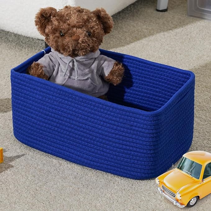 3 Pack Small Storage Baskets for Organizing, 11.8×7.8×5.1", Klein Blue | Woven - Image 2