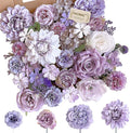 FACINOC Roses Artificial Flowers Purple Mix Silk Flower Dahlia Bulk Box Set | by FACINOC