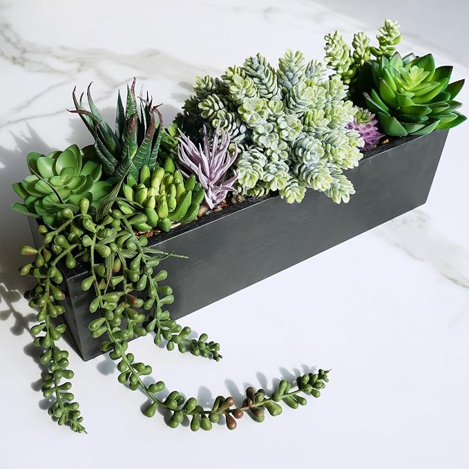 Winlyn 14" Artificial Succulent Plants Arrangement Assorted Faux Succulents in - Image 7