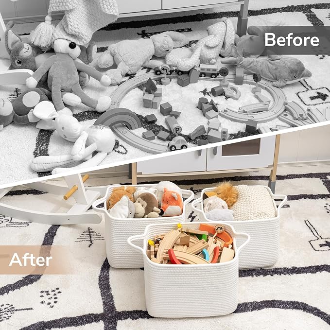 Goodpick Woven Storage Basket for Shelves, Cotton Rope Baskets for Books - Image 7
