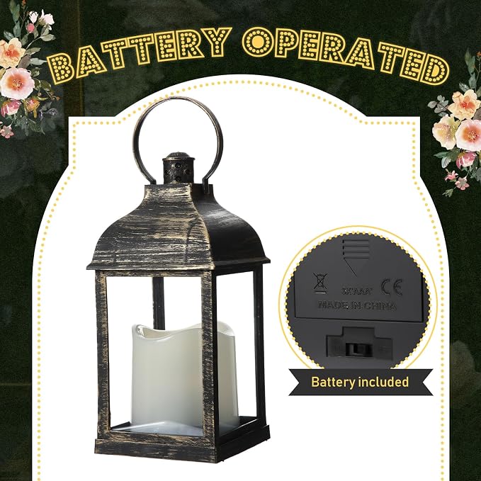 8 Pcs 10 Inch Dark Bronze Decorative Candle Lantern Bulk - Image 3