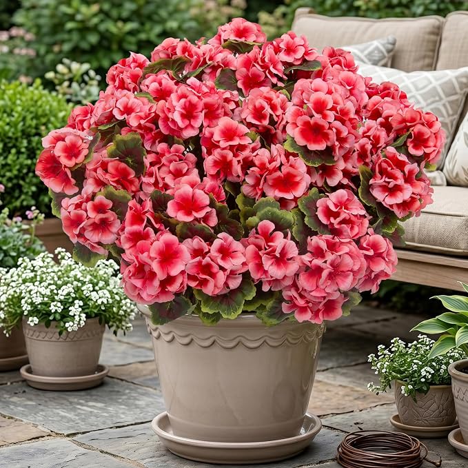 lovemoon 8 Pcs Artificial Geranium Plant Realistic Silk Flowers - Image 7