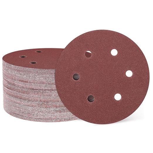 HARFINGTON 100 Pcs 6 Inch Sanding Discs 120 Grit Red Aluminum Oxide 6 Hole | by HARFINGTON